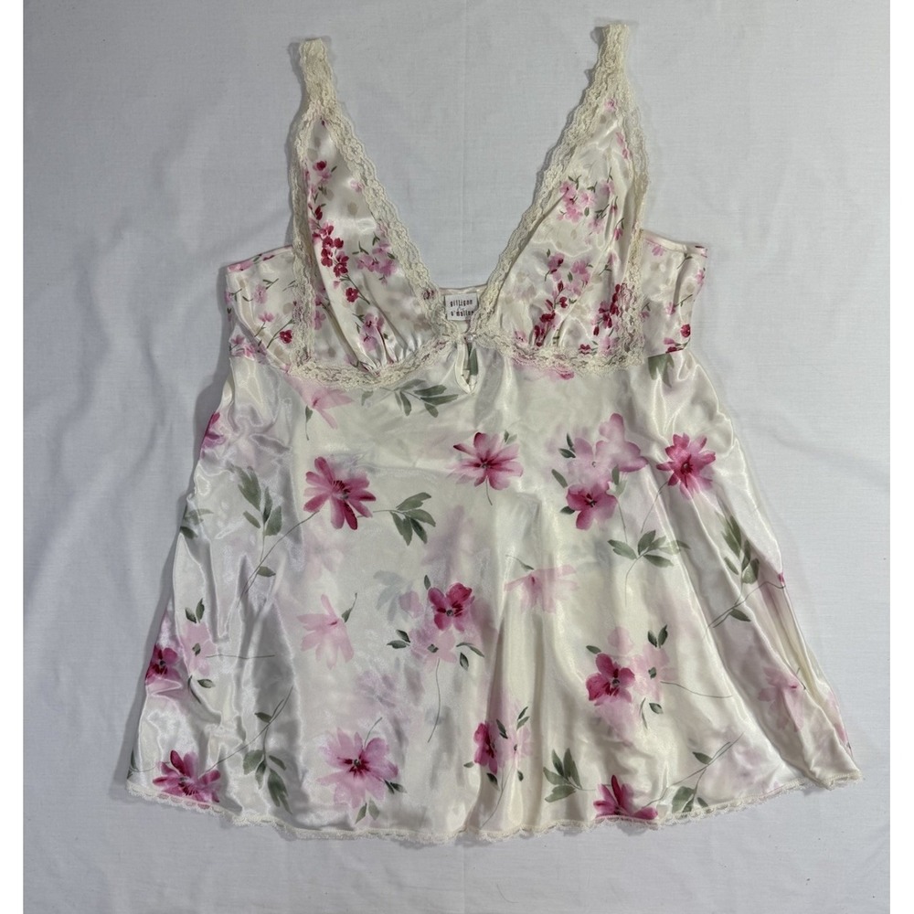 Y2K Gilligan O'Malley White & Pink Floral Coquette Babydoll Nightgown XL